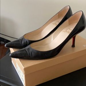 Christian Louboutin black leather 3” pumps